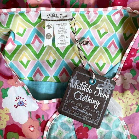 NWT Matilda Jane Women’s Floral Sleeveless Dress Size S Pink Multicolor Cotton - Picture 10 of 11